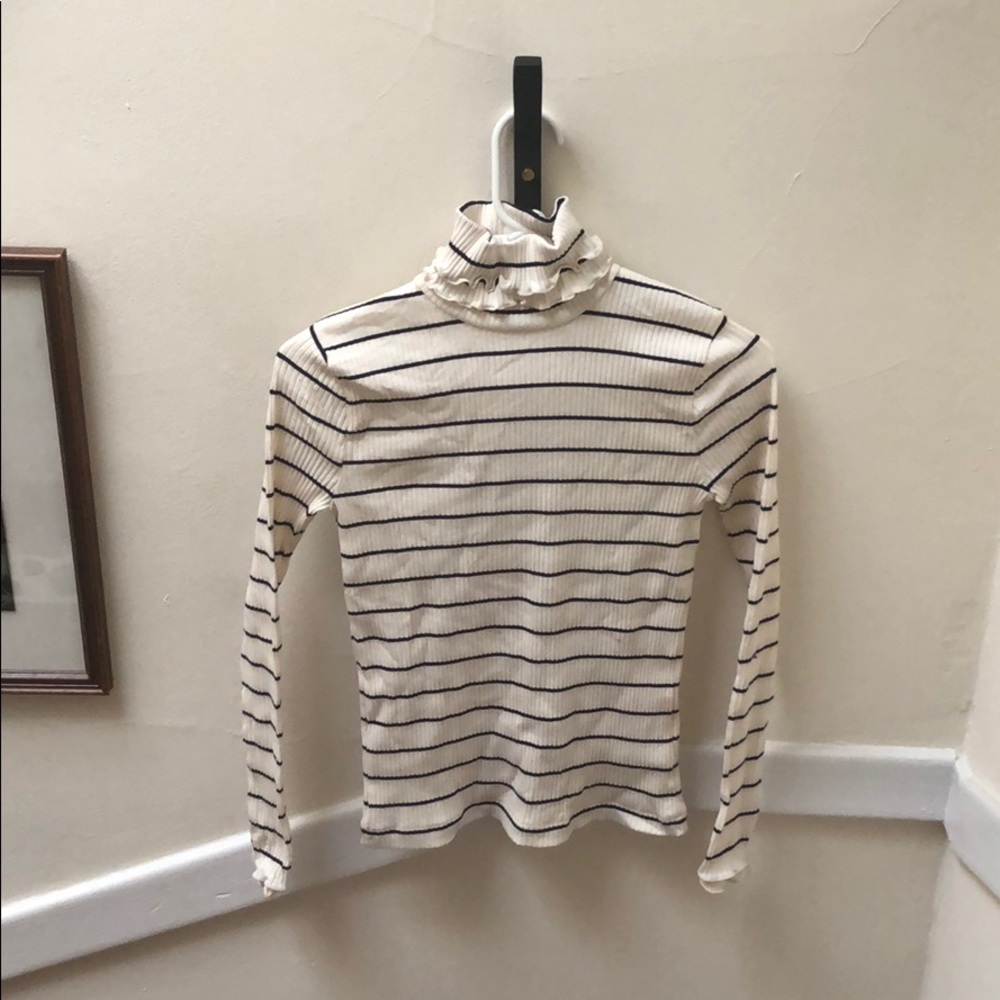 Striped & Ruffled JCrew Turtleneck